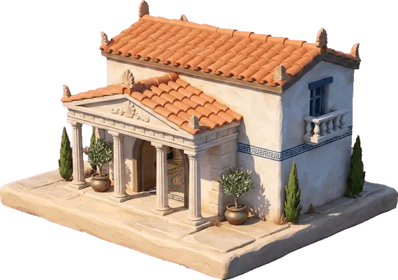 A painted tiled villa