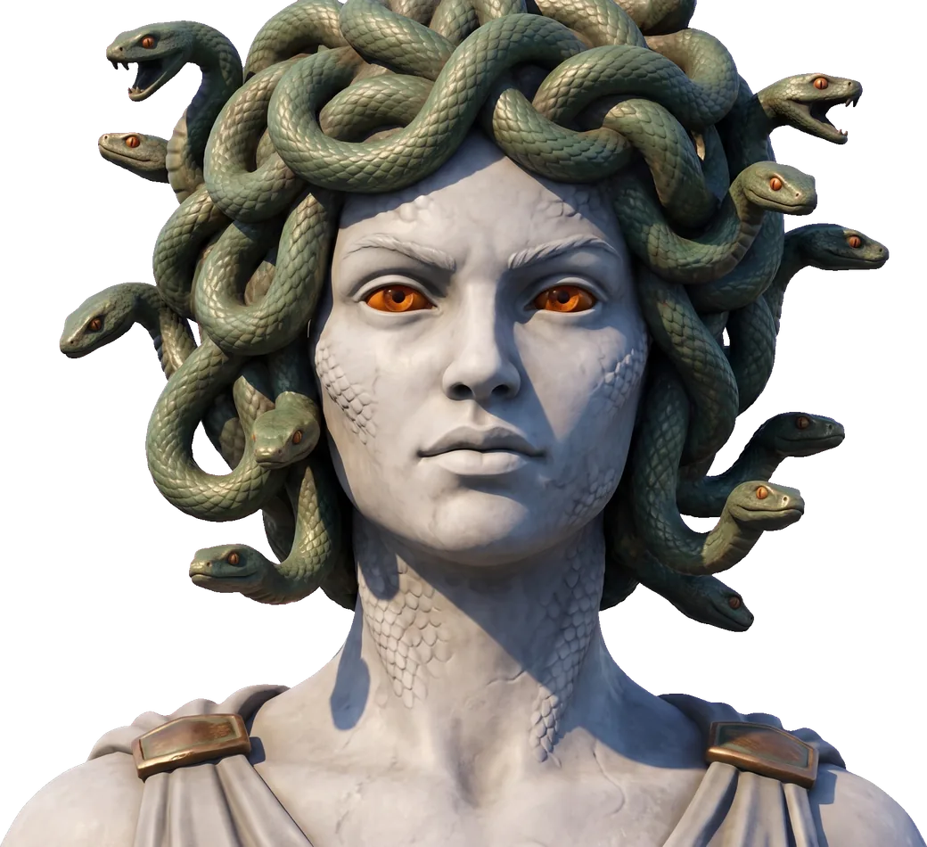 Medusa, painted as a mythic monster in Elysia